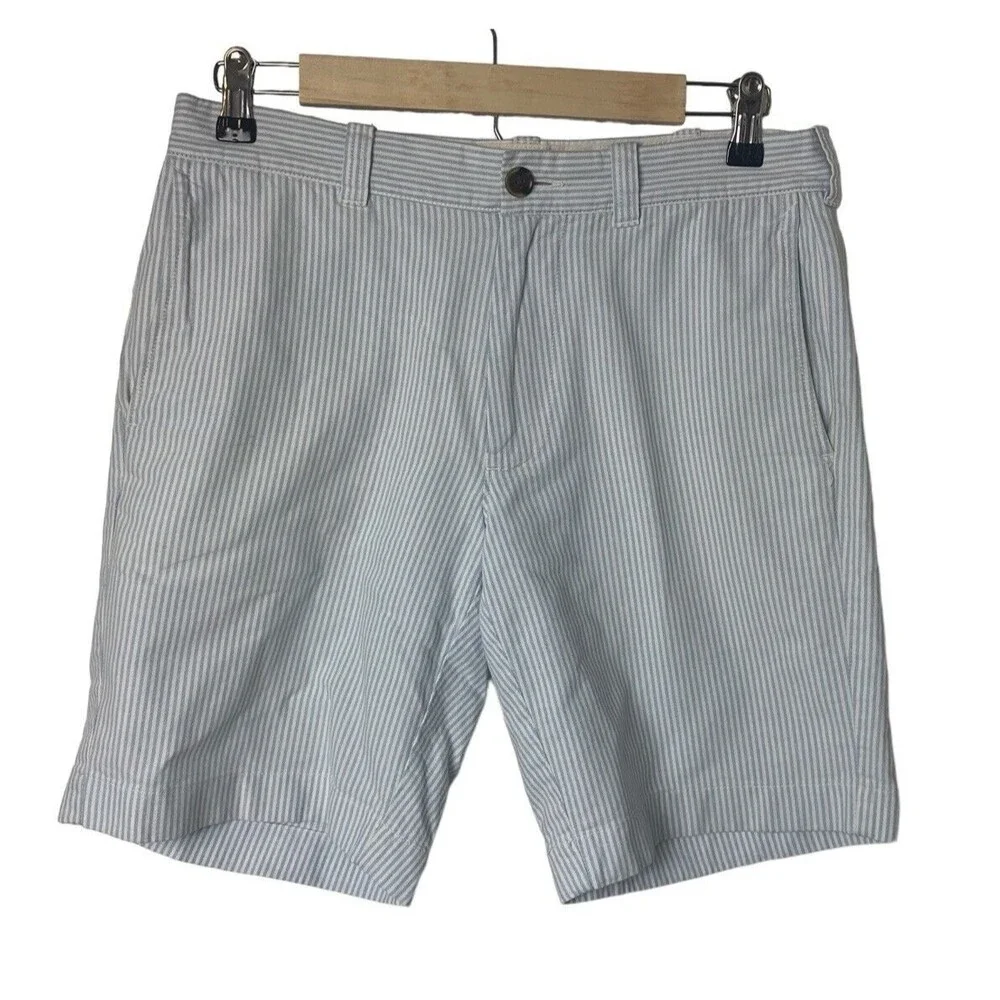 J. CREW Gramercy Chino Shorts Men's Size 30 Blue White Striped Twill Preppy